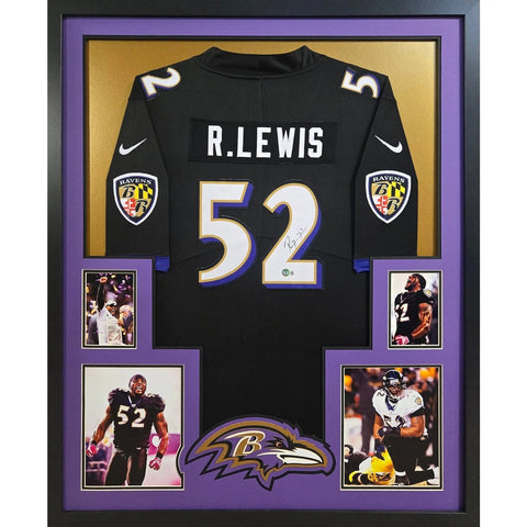 Ray Lewis Autographed Signed Framed Black Baltimore Ravens Jersey BECKETT