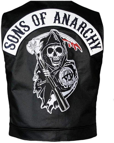 Kids Sons Of Anarchy Officially Licensed Black Biker Vest with Reaper Patch