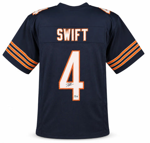 D'Andre Swift Chicago Signed Navy Football Jersey BAS