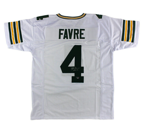 Brett Favre Signed Green Bay Custom White Jersey with "HOF 16" Inscription