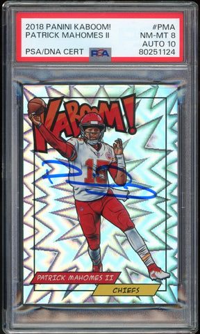 2018 Panini Absolute KABOOM! #K-PMA Patrick Mahomes Auto PSA 8/10 NEAR MINT