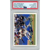 Deion Sanders Autographed/Signed Atlanta Falcons/Braves Trading Card PSA 55184