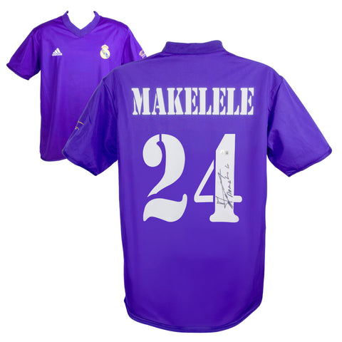 Claude Makelele Signed Real Madrid Away Soccer Jersey #24 with Beckett COA
