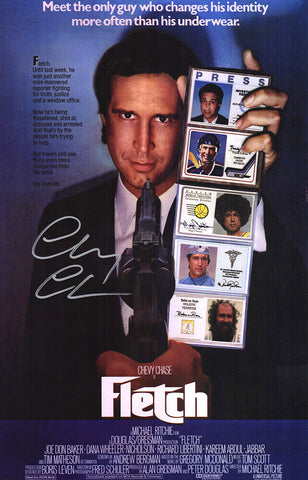 Chevy Chase Signed 'Fletch' 11x17 Movie Poster - (SCHWARTZ COA)