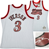 76ERS ALLEN IVERSON AUTOGRAPHED GREY AUTHENTIC M&N 1997-98 HWC JERSEY L BECKETT