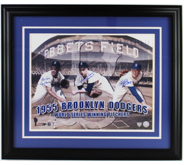 Clem Labine, Johnny Podres, Roger Craige Signed Dodgers Framed 16x20 Photo
