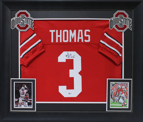 OSU State Michael Thomas Authentic Signed Red Pro Style Framed Jersey BAS Wit