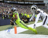 TYLER LOCKETT AUTOGRAPHED 16X20 PHOTO SEAHAWKS TOE TAP TOUCHDOWN MCS 222051
