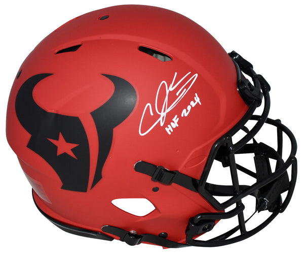 ANDRE JOHNSON SIGNED HOUSTON TEXANS RAVE AUTHENTIC SPEED HELMET W/ HOF 2024