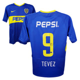 Carlos Tevez Signed Boca Juniors Soccer Jersey #9 with Beckett Witness