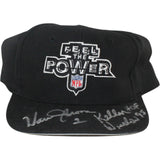 Warren Moon Kellen Winslow Autographed NFL Feel The Power Snapback Beckett 54997