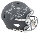 Cowboys Michael Irvin Signed Slate Full Size Speed Rep Helmet W/ Case BAS Wit