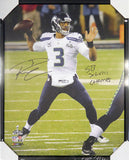 RUSSELL WILSON AUTOGRAPHED SIGNED FRAMED 24X30 CANVAS PHOTO SB CHAMPS RW 107486