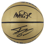 Magic Johnson & Shaquille O'Neal Signed Gold Wilson Basketball w/ Case BAS Wit