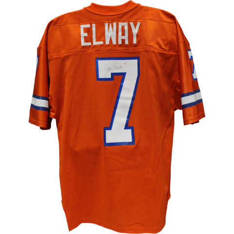 John Elway Autographed Denver Broncos Wilson Sz 44 Orange Jersey Beckett 52845
