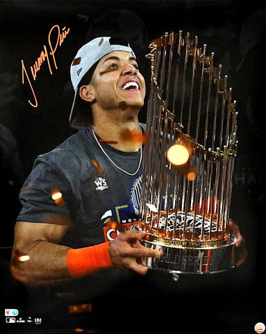 Jeremy Pena Astros Signed 2022 World Series Trophy Spotlight 16x20 MLB Pena