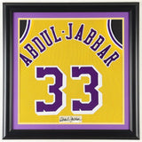 Kareem Abdul-Jabbar Signed Framed Cut Display w/ Los Angeles Lakers Jersey (JSA)