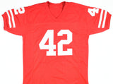 T.J. Watt Autographed Red College Style Jersey - JSA W *Black