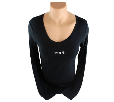 Official Favre 4 Hope Ladies Long Sleeve Black Medium Shirt with "hope"