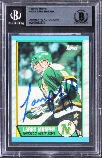 North Stars Larry Murphy Authentic Signed 1989 Topps #128 Card BAS Slabbed