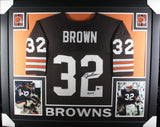 Jim Brown Autographed Pro Style Framed Brown Jersey 35x43 Beckett 40121