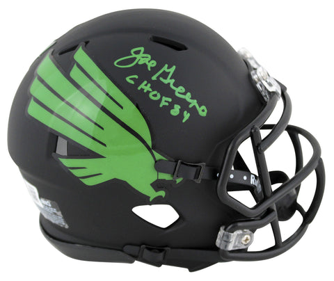 North Texas Joe Greene "CHOF 87" Signed Black Speed Mini Helmet BAS Witnessed