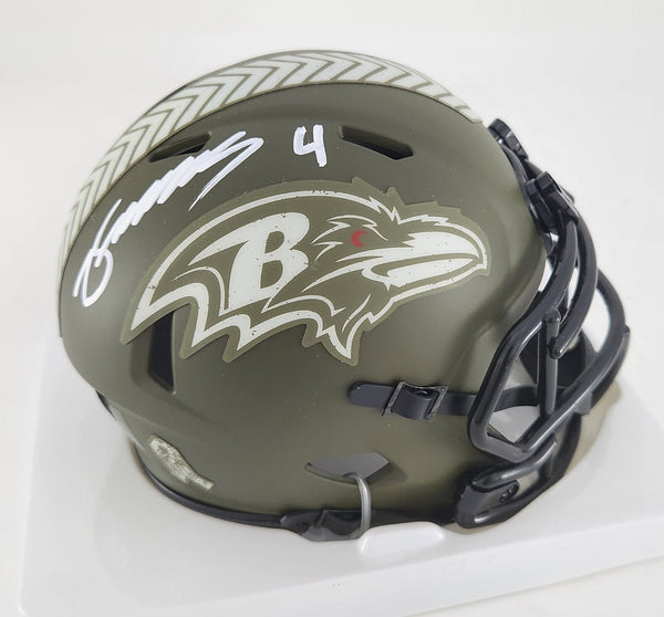 Ravens WR ZAY FLOWERS Signed Riddell SALUTE Speed Mini Helmet AUTO - BAS