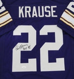 Vikings Hall of Famer PAUL KRAUSE Signed Custom Replica Jersey AUTO w/ HOF JSA