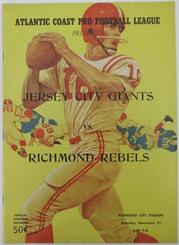 November 21, 1964 Football Program Jersey City Giants vs. Richmond Rebels 183099
