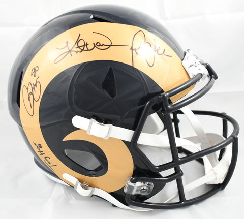 Warner Faulk Holt Bruce Autographed Rams F/S Speed Helmet - Beckett W Holo