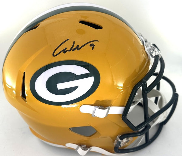 Packers CHRISTIAN WATSON Signed Full Size Replica Speed Helmet AUTO - BAS