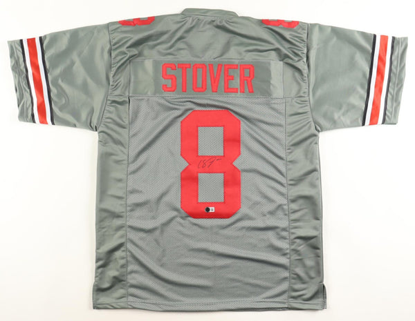 Cade Stover Signed Ohio State Buckeyes Gray Jersey (Beckett) Houston Texans T.E