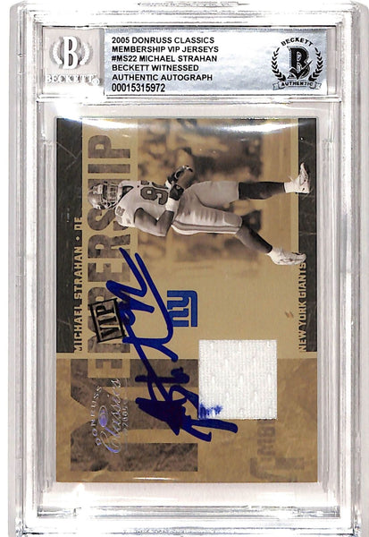 Michael Strahan Signed 2005 Donruss #MS-22 Trading Card Beckett 38975