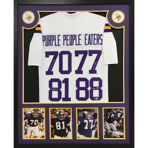 Purple People Eaters Autographed Signed Framed Minnesota Vikings Jersey BECKETT
