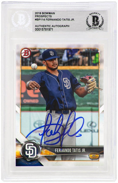 Fernando Tatis Jr. Signed Padres 2018 Bowman Prospects Card #BP114 - (Beckett)