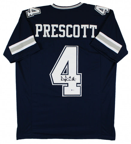 Dak Prescott Signed Dallas Cowboys Jersey (Beckett COA) 2016 4 Round Draft Pick
