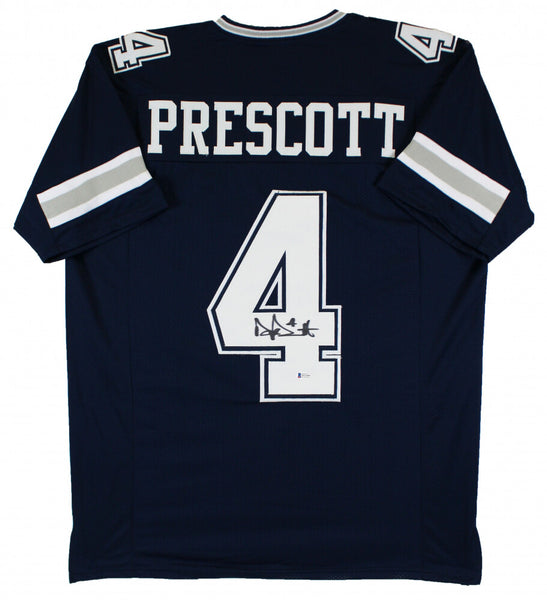 Dak Prescott Signed Dallas Cowboys Jersey (Beckett COA) 2016 4 Round Draft Pick