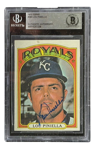 Lou Piniella Signed 1972 Topps #580 Kansas City Royals Trading Card BAS