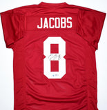 Josh Jacobs Autographed Crimson College Style Jersey- Beckett W Hologram *Black