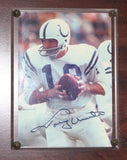 Johnny Unitas & Joe Namath Autographed Legends Wood Plaque BAS 32230