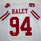 Autographed/Signed Charles Haley San Francisco White Football Jersey JSA COA