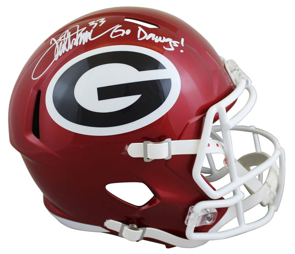 dawgs football helmet Georgia Terrell Davis "Go Dawgs" Signed Flash Full Size Speed Rep Helm – Super Sports Center