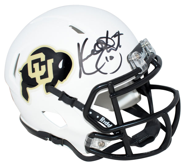 KORDELL STEWART SIGNED COLORADO BUFFALOES WHITE SPEED MINI HELMET BECKETT