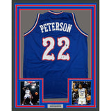 Framed Autographed/Signed Darryn Peterson 35x39 Kansas Blue Jersey BAS COA