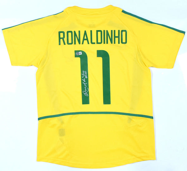 Ronaldinho Signed Brazil FC Home Yellow Jersey #11 - Beckett Hologram *M
