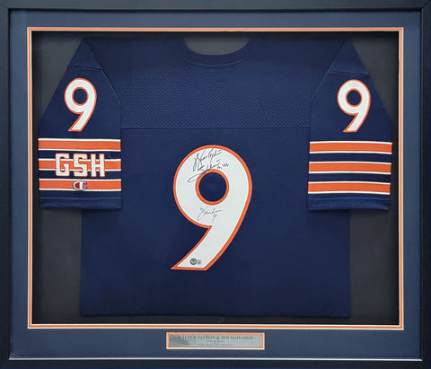 Walter Payton & McMahon Autographed Framed Jersey Sweetness 16,726 Beckett