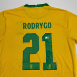 Autographed/Signed Rodrygo Silva de Goes Brazil Yellow Soccer Jersey Beckett COA