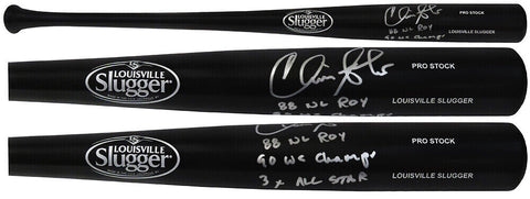Chris Sabo Signed Louisville Slugger Black Baseball Bat w/3-INSC (SCHWARTZ COA)