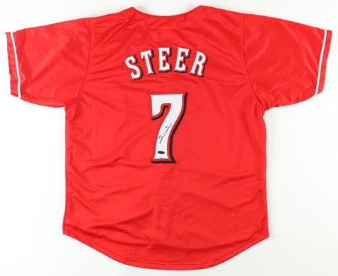 Spencer Steer Signed Cincinnati Reds Jersey (Playball Ink) 2023 Rookie Infielder
