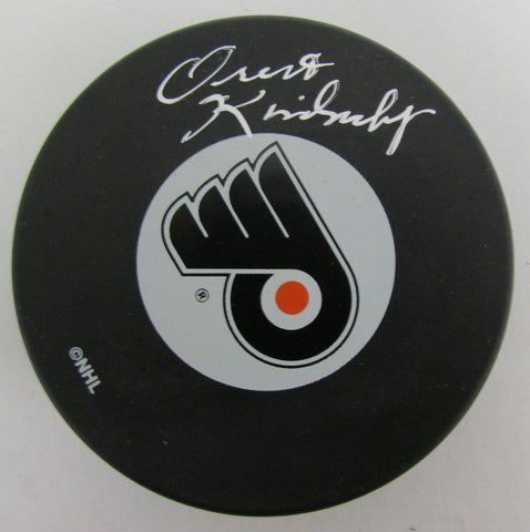 Orest Kindrachuk Philadelphia Flyers Autographed/Signed Flyers Logo Puck 140401
